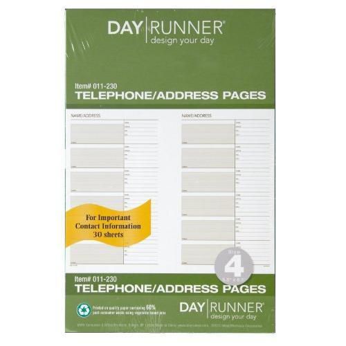 Day Runner Undated Planner Telephone and Address Refill, 5.5 x 8.5 Inches New