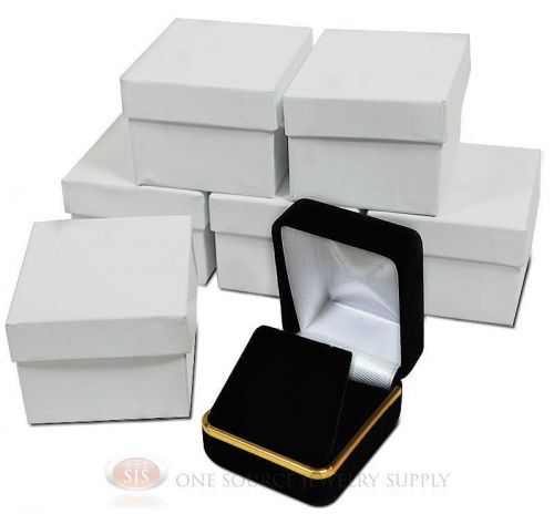 6 Piece Black Velvet Pendant Necklace Earring Jewelry Gift Boxes 1 7/8&#034; x 2 1/8&#034;