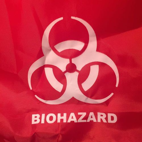 Biohazard Bag, Made of Nylon with many uses  cinches on top draw string