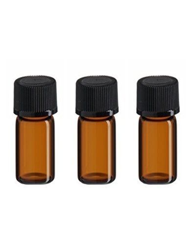 Elufly 3 Ml Amber Glass Oil Bottle with Orifice Reducer and Cap 12-60 Units (48)