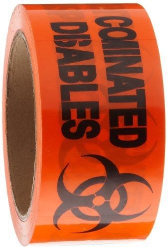 Roll Products 142-0005 PVC Film Biohazard Warning Tape with Black Imprint,