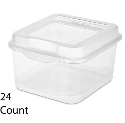 24 pack sterilite 18038612 plastic fliptop latching storage box container clear for sale