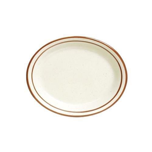 Tuxton TBS-012 Platter, 9-1/2&#034; X 7-1/2&#034;, Oval, Narrow Rim, Bahamas, White W/ Bro