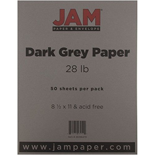 JAM Paper? 8 1/2 x 11 Paper - 28 lb Dark Gray / Grey - 50 sheets per pack
