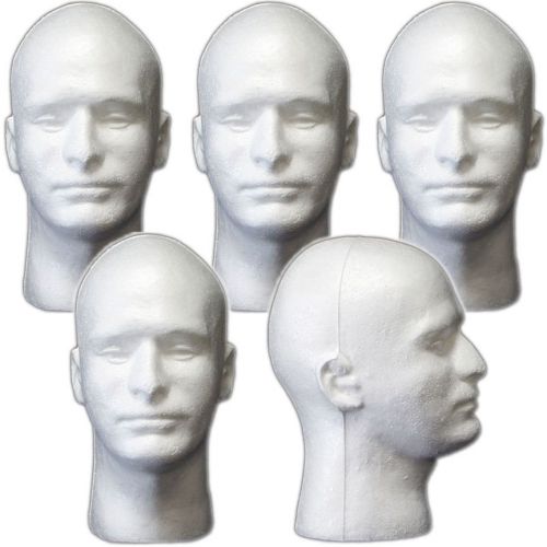 LESS THAN PERFECT MN-409LTP BOX of 5 pcs Male Styrofoam Mannequin Head