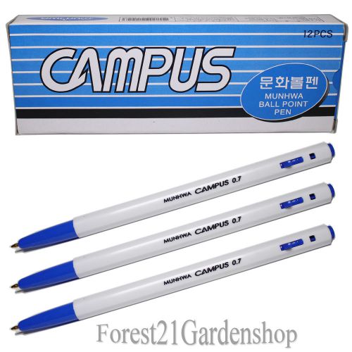 Munhwa Campus Ball point Pen 0.7mm - 12 Pcs 1 Dozen - Blue