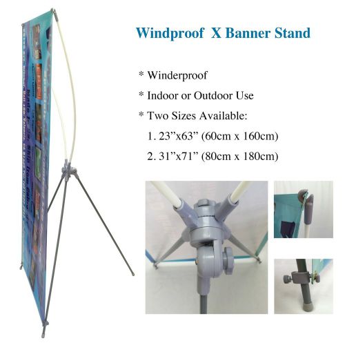 Windproof Banner Stand for Grommeted Signs in 2 Sizes 23&#034;x63&#034; or 31&#034;x71&#034;