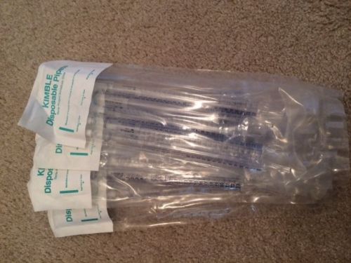!QTY: 20! 4 PACKs OF 5 KIMBLE 25mL 2/10 STERILE PLUGGED GLASS  DISPOSABLE PIPETS