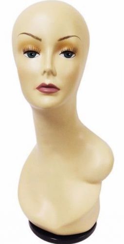 MN-436B Female Fleshtone Mannequin Head Display Form with Turn Table Base
