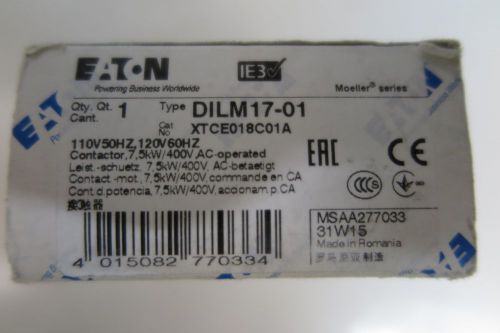Eaton contactor xtce018c01a/dilm17-01 for sale
