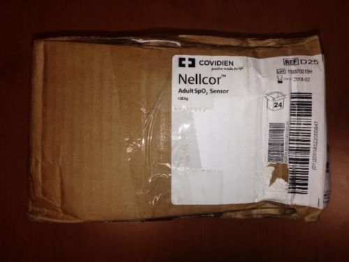 1  nellcor d25 adult spo2  sensor, by covidien  24ea- new  in the box for sale