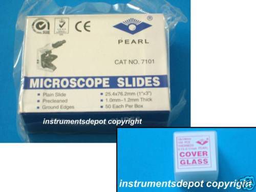 New! 50pcs of blank microscope slides &amp; 100pcs of cover for sale