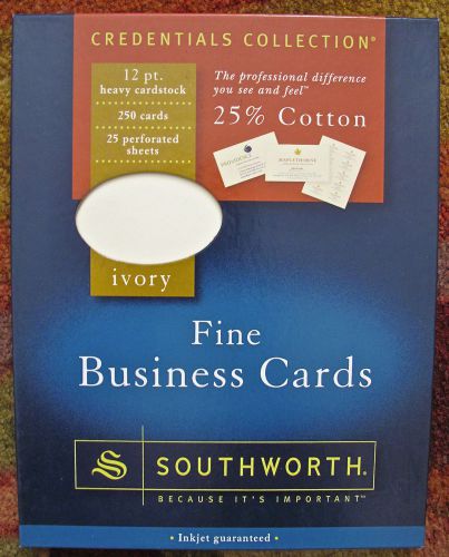 Southworth BUSINESS CARDS, ivory, heavy cardstock, 25 sheets (250 cards), inkjet