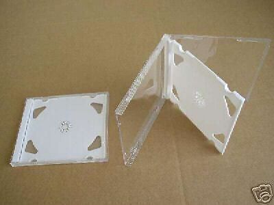 200 NEW DOUBLE 2 CD JEWEL CASES WITH WHITE TRAY 2CDWHT
