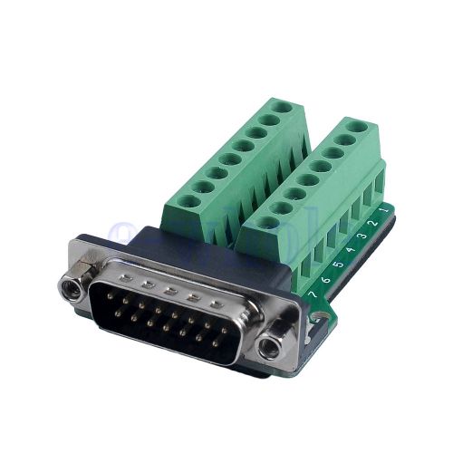 D-SUB DB15 2Row 15Pin Male Plug Breakout Board Terminals Connectors HM