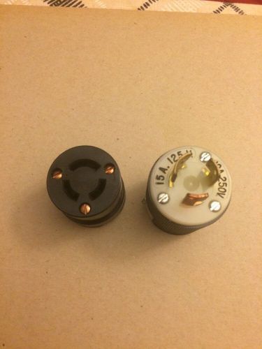 HUBBELL Twist Lock 15 Amp 250V Male &amp; Female Input Plug used