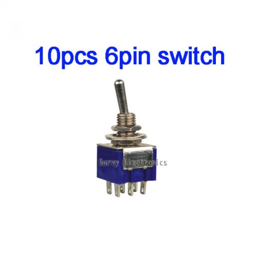 10Pcs 6-Pin SPDT ON-ON Toggle Switch 6A 125V AC