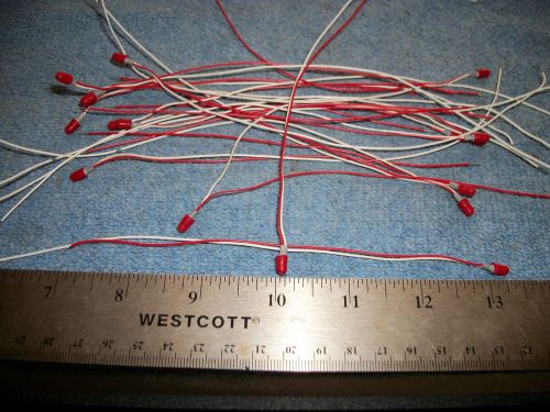 LOT OF SMALL RED 6-12V INDICATORS- WITH 6&#034; LEADS! A