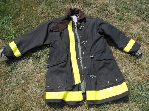 Vintage   firefighter coat  / turnout gear size 44  by morning pride/   black for sale