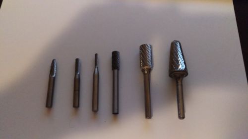 Lot 6 carbide 1/4&#034; shank  deburring rotary burr cutting tool bit for sale