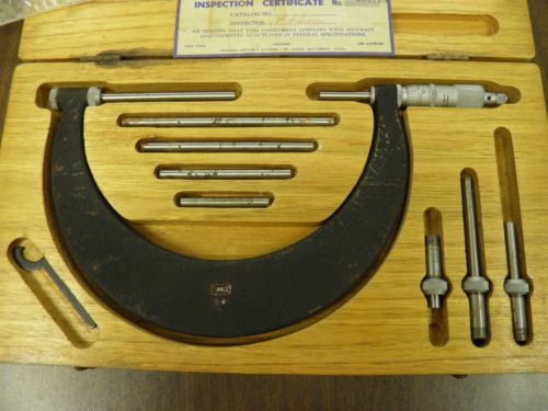 Scheer Tumico depth micrometer gage set with wood case