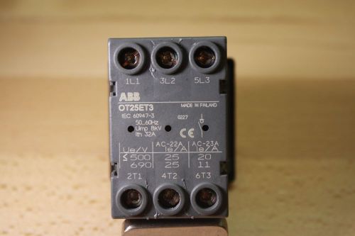 Abb ot25et3 disconnect switch 25amp 3pole 600vac tested for sale