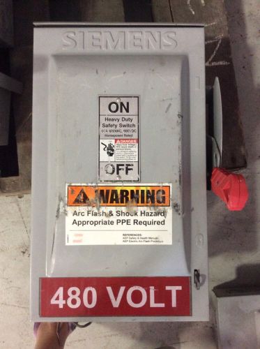 Siemens Heavy Duty Safety Switch 60 Amp 600 Volt HF362R Fusible 3R