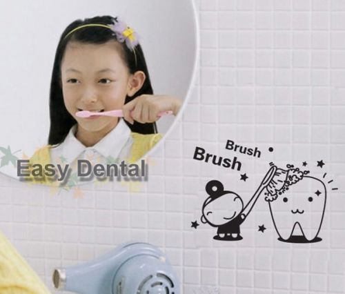 10pcs wall decal vinyl sticker decor kids baby tooth brush wash bathroom dental for sale