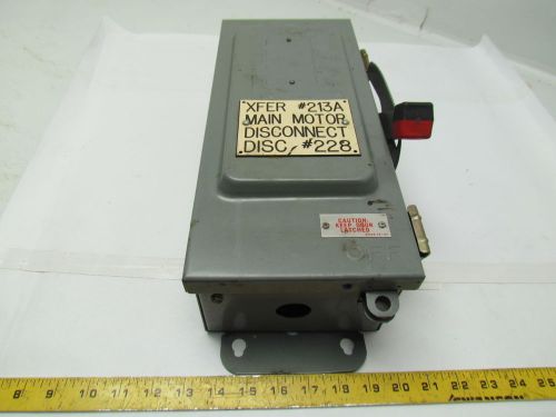 Square D HU361AWKE 30 amp 600 Volt non fused safety switch disconnect