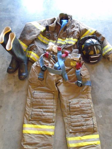 Pants Jacket Helmet Boots Firefighter Turnout Bunker Fire Gear