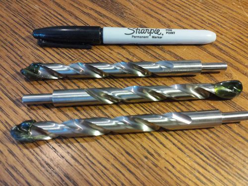 Drill bits, 27/64, reduced 1/4&#034; shank, Lot of 3, New and Sharp