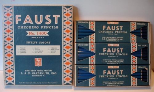 Faust Checking  Pencil Factory Display Box Full L.&amp; C. Hardtmuth Inc. Dark Blue