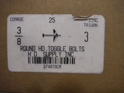 3/8 X 3&#034; round head toggle bolts (25pcs) Zinc