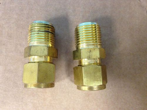 Parker Swagelok Brass Coupler Fittings 20mm, Compression Male Coupling Lot of 2