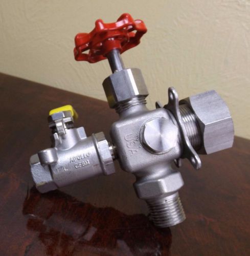 New apollo 1/4&#034; threaded ball valve 2000 wog &amp; ernst flow control gauge 1/2&#034; q3 for sale