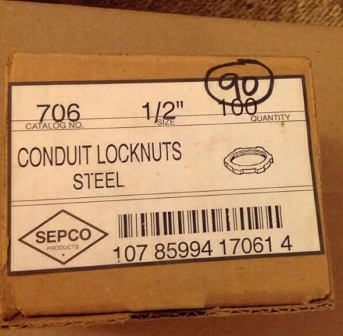 1/2&#034; Steel Lock Nut Lot of 90 New SEPCO ZINC PLATED STEEL (lot 538)