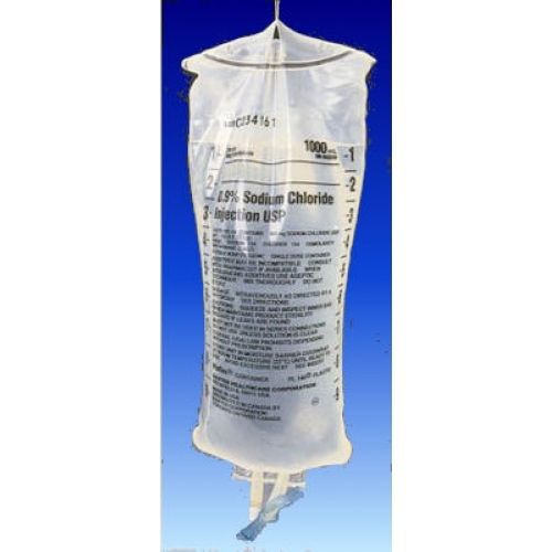 0.9% Sodium Chloride for Injection in 1,000mL Plastic Bag - 12/Case