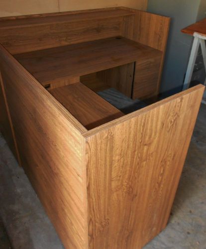 Attractive Modern Reception Desk with Return - Pecan Laminate Finish