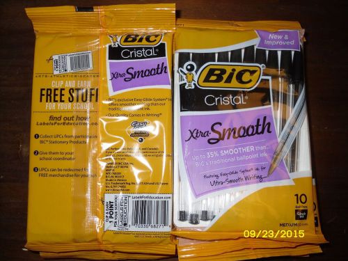 100~ BIC CRISTAL XTRA SMOOTH &#034;BLACK&#034;  WRITING PENS  Medium 1.0 mm--FREE USA SHIP