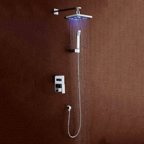 Modern led 8 inch rain shower and handshower chrome shower set free shipping for sale