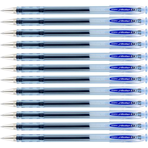 &#034;Zebra J-Roller Roller Ball Stick Gel Pen, Blue Ink, Medium, Dozen&#034;