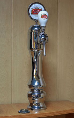 Beer tap faucet draft single hrome tower keg kegerator lights logo stella artua for sale
