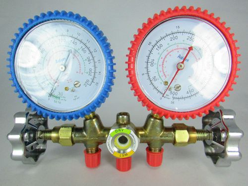 MANIFOLD GAUGES WITH SIGHT GLASS-R22, R12, R502-NO HOSES INCLUDED