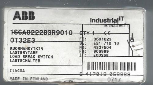 1 NEW ABB DISCONNECT SWITCH, OT32E3, 40AMP 3POLE 600VAC, NEW IN FACTORY BOX