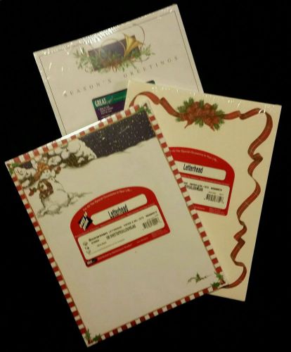 3-pack CHRISTMAS HOLIDAY Stationary Letterhead  100 sheets each USA NEW
