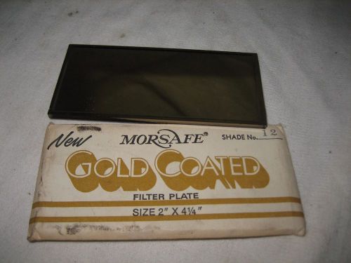 Vintage morsafe filter plate welding helmet glass gold coated shade 12 - nos for sale