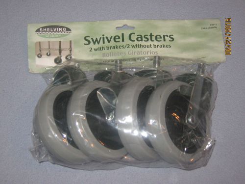 Shelving By Design (4) swivel casters 4&#034; wheels 2 w/ brakes, 2 w/o brakes *NEW*