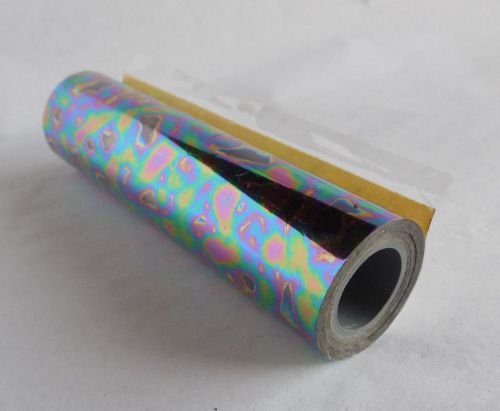 Hot Foil Stamping 4&#034; x 100&#039; Roll on 5/8&#034; Core- Kingsley Mosaic Rainbow Oil Slick