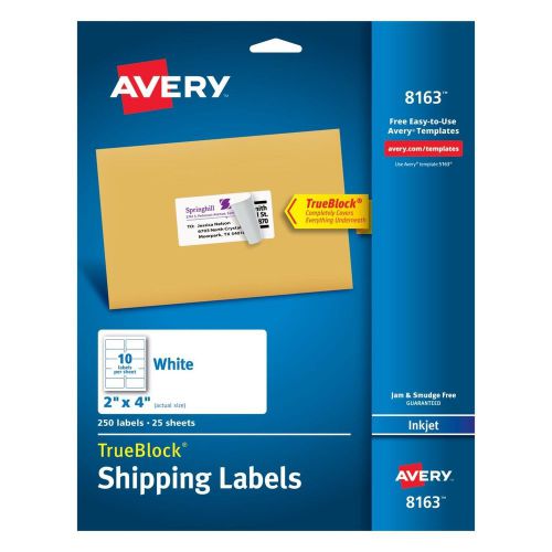 Avery shipping labels with trueblock technology 2 x 4 white 250/pack pk - ave... for sale