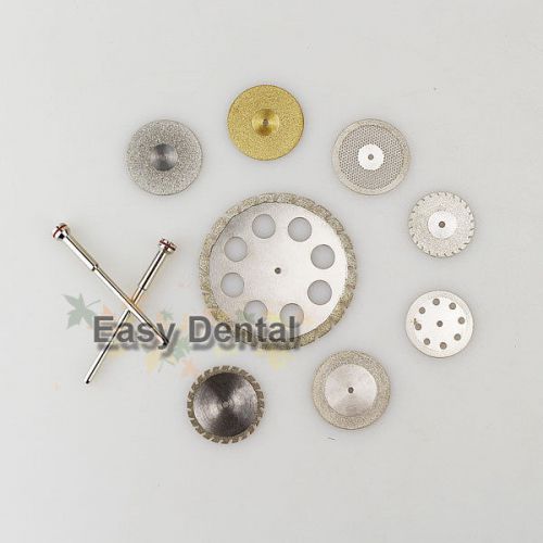 8 diamond polishing wheel disc dental ceramic plaster resin + 2 mandrel hp shank for sale